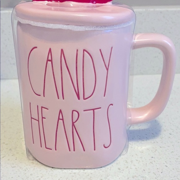PF❗️RAE DUNN CANDY HEARTS VALENTINE FARMHOUSE COFFEE TEA MUG W TOPPER - Picture 4 of 7
